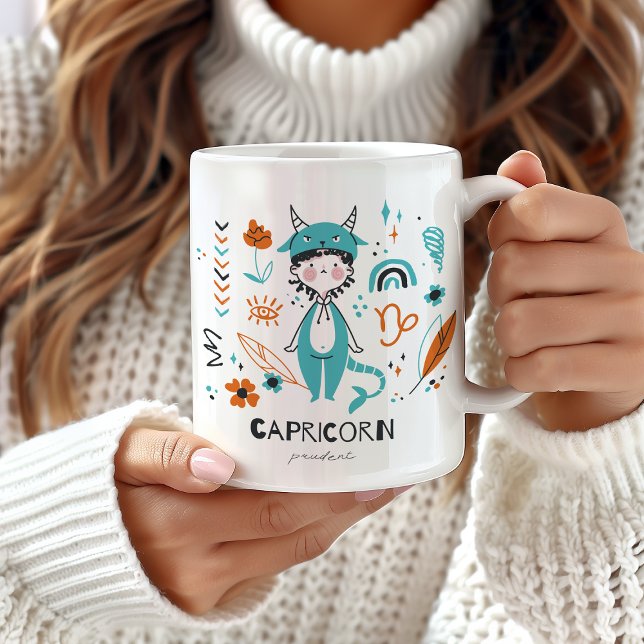 Capricorn Zodiac Sign Mugg, Cute Capricorn Kaffemugg (Skapare uppladdad)