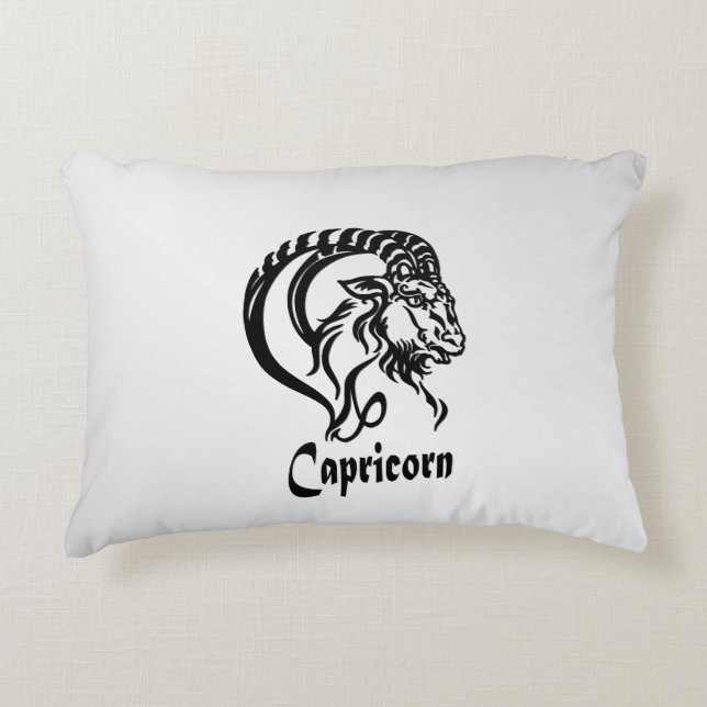 Capricorn Zodiac Sign och Symbol Silver Prydnadskudde (Framsidan)