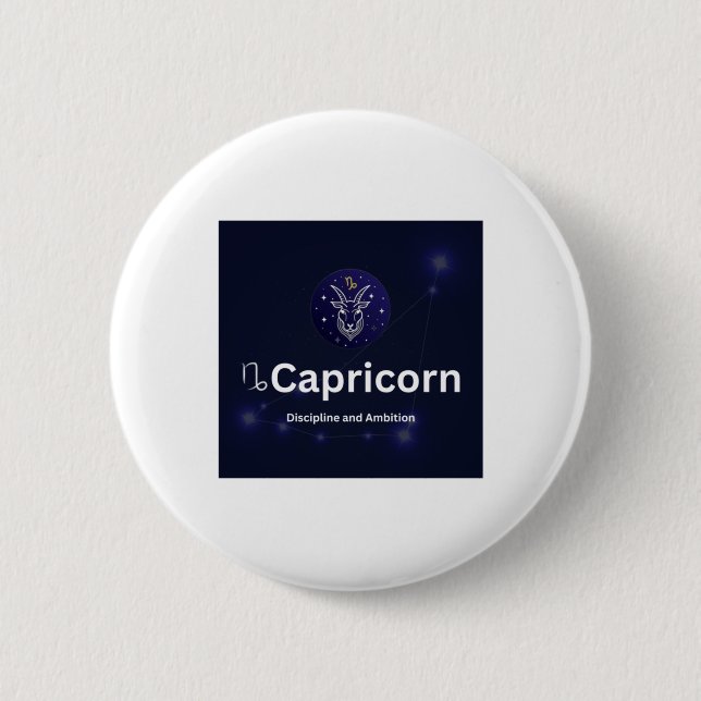 Capricorn Zodiac Sign Sticker Knapp (Framsida)