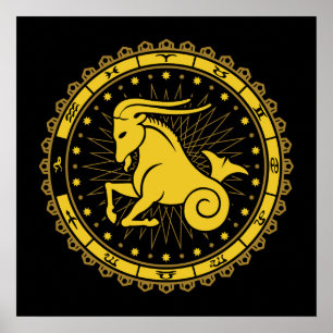 Capricorn - Zodiac Sign - Symbol - Horoscope Poster