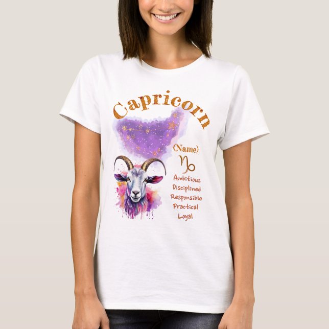 Capricorn Zodiac Sign T-Shirt (Framsida)