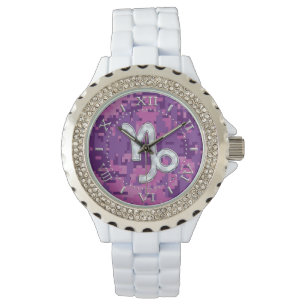 Capricorn Zodiac Signal Rosa Camouflage Dial Armbandsur