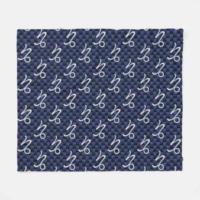 Capricorn Zodiac Signnavy blue carbon fiber stil Fleecefilt (Framsidan (Horisontell))