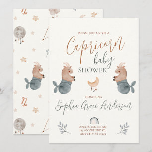 Capricorn Zodiac-skylt, babydusch Inbjudningar