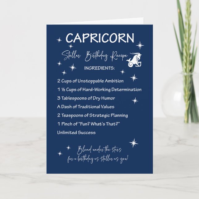 Capricorn Zodiac Stellar Birthday Recipe Kort (Framsida)