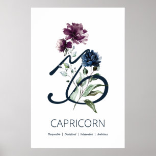 Capricorn Zodiac Stjärntecken Art Skriv ut Poster