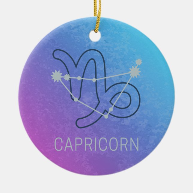 Capricorn Zodiac Stjärntecken Horoscope Constellat Julgransprydnad Keramik (Framsidan)