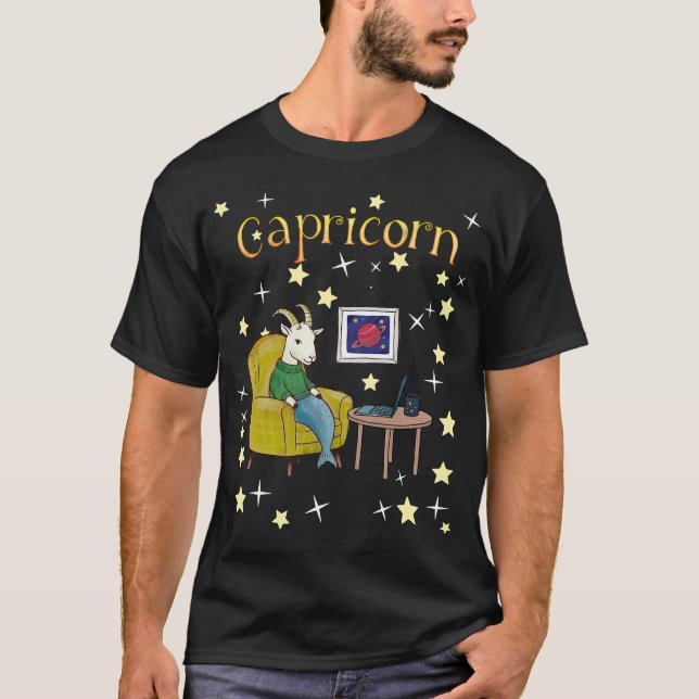 Capricorn Zodiac Stjärntecken T-Shirt (Framsida)