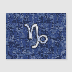Capricorn Zodiac Symbol Blue Digital Camouflage
