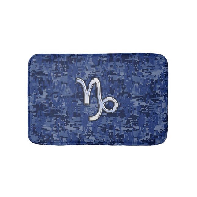 Capricorn Zodiac Symbol Blue Digital Camouflage Badrumsmatta (Framsidan)