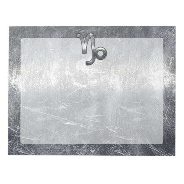 Capricorn Zodiac Symbol Distress Steel Decor Anteckningsblock (Framsida)