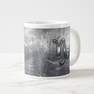 Capricorn Zodiac Symbol Distress Steel Decor Jumbo Mugg