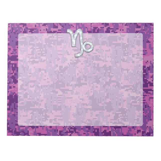Capricorn Zodiac Symbol Fuchsia Digital Camouflage Anteckningsblock (Framsida)