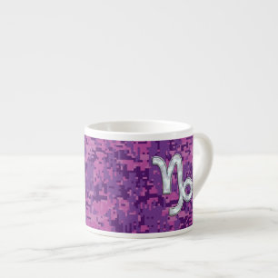 Capricorn Zodiac Symbol Fuchsia Digital Camouflage Espressomugg