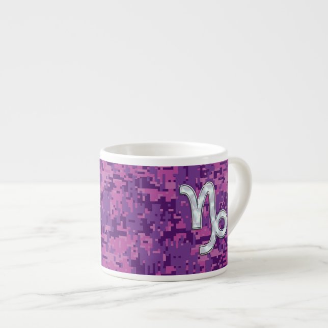 Capricorn Zodiac Symbol Fuchsia Digital Camouflage Espressomugg (Framsida höger)