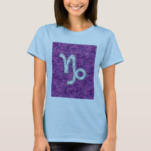 Capricorn Zodiac Symbol Fuchsia Digital Camouflage T Shirt