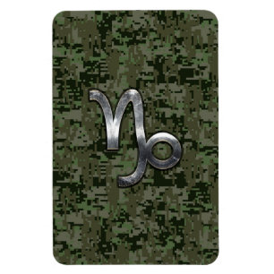Capricorn Zodiac Symbol Grönt Digital Camouflage Magnet