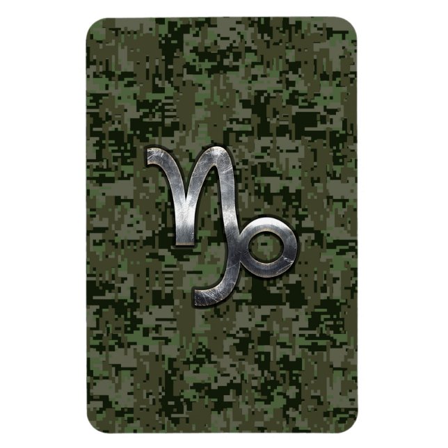 Capricorn Zodiac Symbol Grönt Digital Camouflage Magnet (Vertikal)