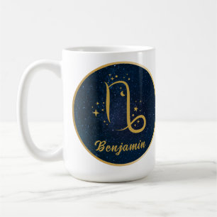 Capricorn zodiac symbol guld blue personlig kaffemugg