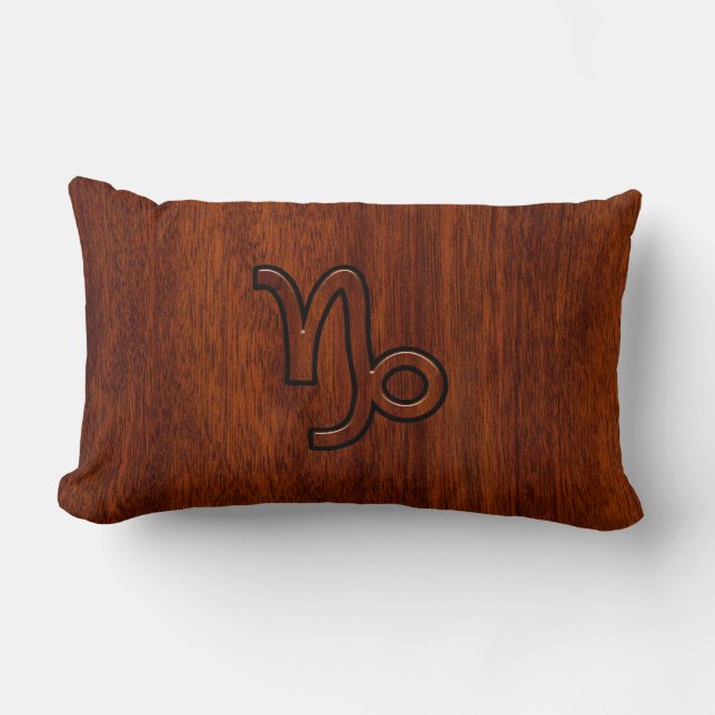 Capricorn Zodiac Symbol i Mahogany Brown Lumbarkudde (Framsida)