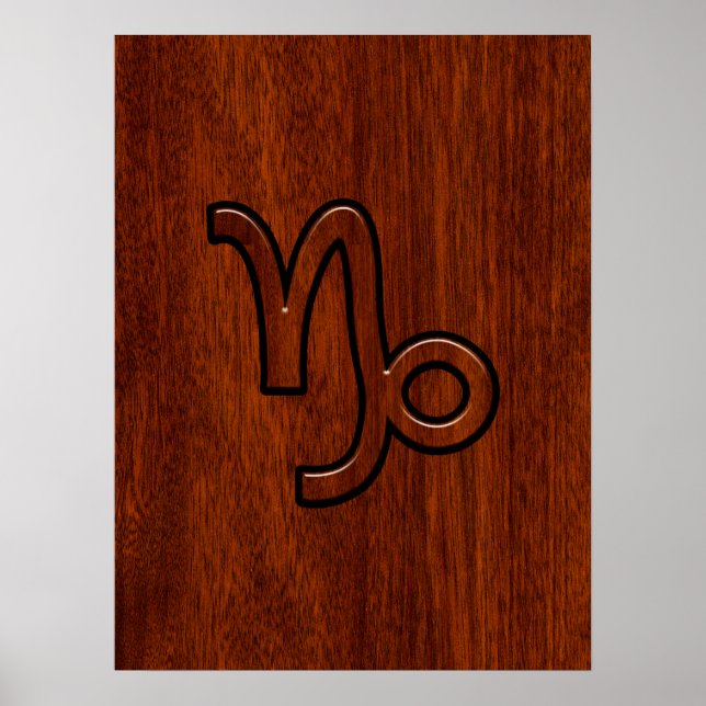 Capricorn Zodiac Symbol i Mahogany Brown Poster (Framsidan)