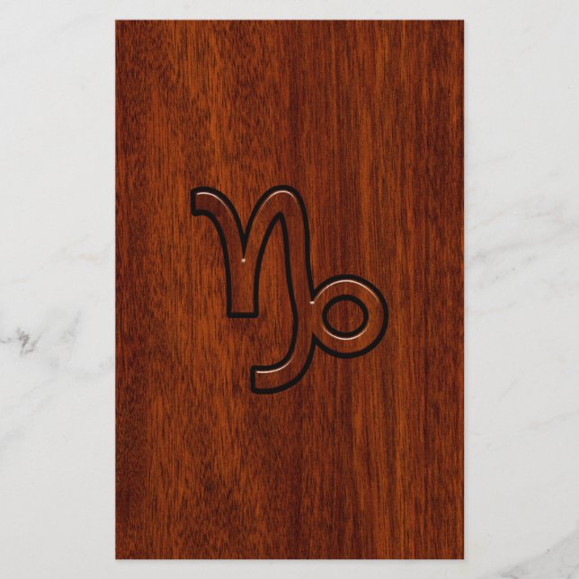 Capricorn Zodiac Symbol i Mahogany Stil print Brevpapper (Framsida)