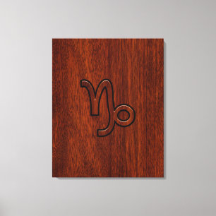 Capricorn Zodiac Symbol i Mahogany Stil print Canvastryck