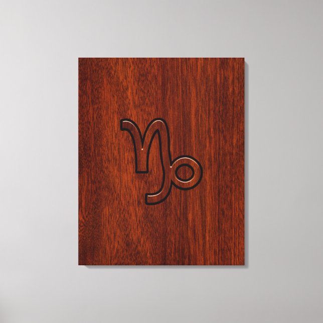 Capricorn Zodiac Symbol i Mahogany Stil print Canvastryck (Framsida)
