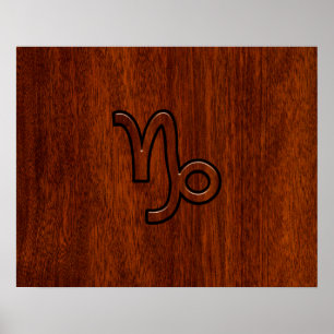 Capricorn Zodiac Symbol i Mahogany Stil print Poster