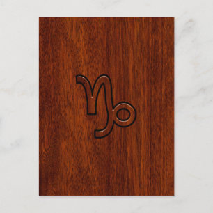 Capricorn Zodiac Symbol i Mahogany Stil print Vykort