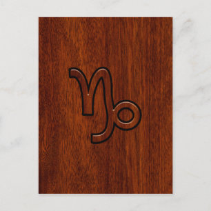 Capricorn Zodiac Symbol i Mahogany Stil print Vykort