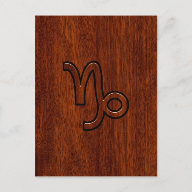 Capricorn Zodiac Symbol i Mahogany Stil print Vykort (Framsida)