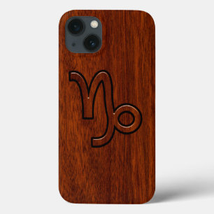 Capricorn Zodiac Symbol i Wood Grain Stil