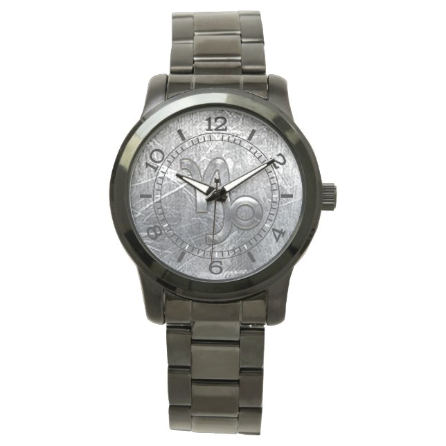 Capricorn Zodiac Symbol Industrial Stil Dial Armbandsur (Framsida)