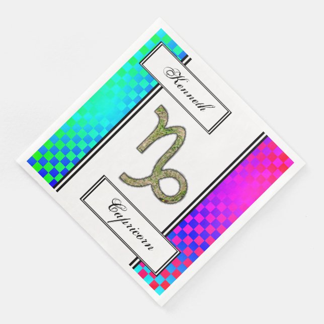 Capricorn Zodiac Symbol Inslag av K Yoncich Pappersservett (Hörn)