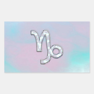 Capricorn Zodiac Symbol Mor på Pearl Decor Rektangulärt Klistermärke