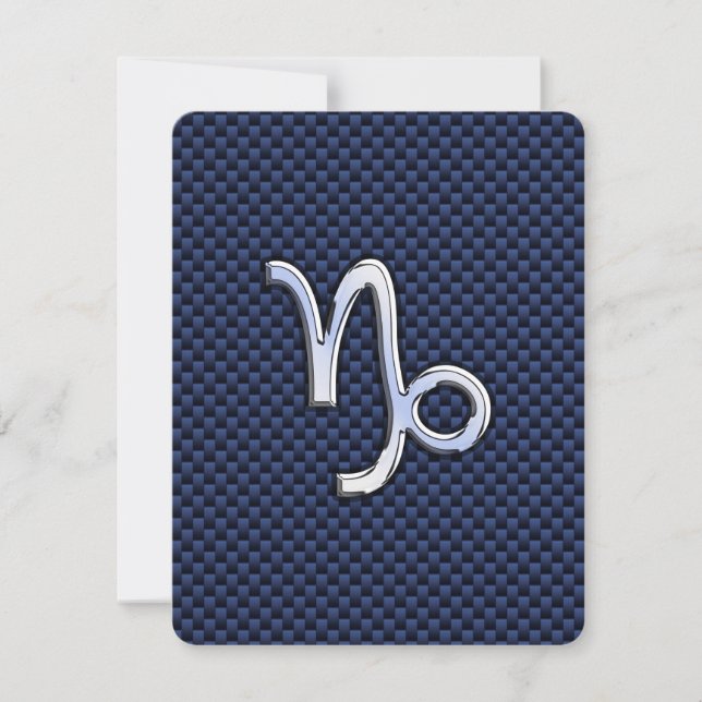Capricorn Zodiac Symbol Navy Blue Carbon Fiber (Framsida)