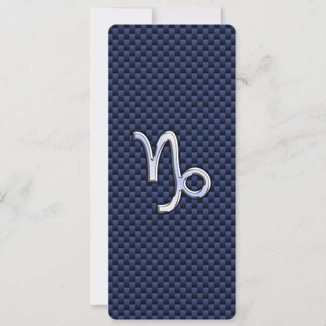 Capricorn Zodiac Symbol Navy Blue Carbon Fiber (Framsida)