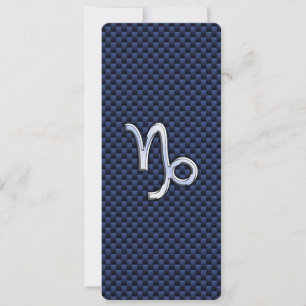 Capricorn Zodiac Symbol Navy Blue Carbon Fiber