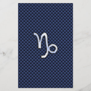 Capricorn Zodiac Symbol Navy Blue Carbon Fiber Flygblad