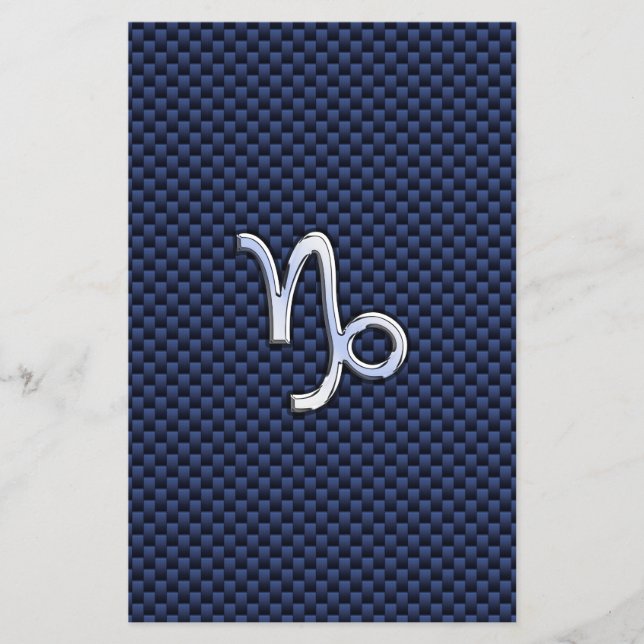 Capricorn Zodiac Symbol Navy Blue Carbon Fiber Flygblad (Framsidan)