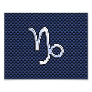 Capricorn Zodiac Symbol Navy Blue Carbon Fiber Fototryck