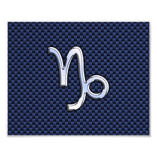 Capricorn Zodiac Symbol Navy Blue Carbon Fiber Fototryck (Framsidan)
