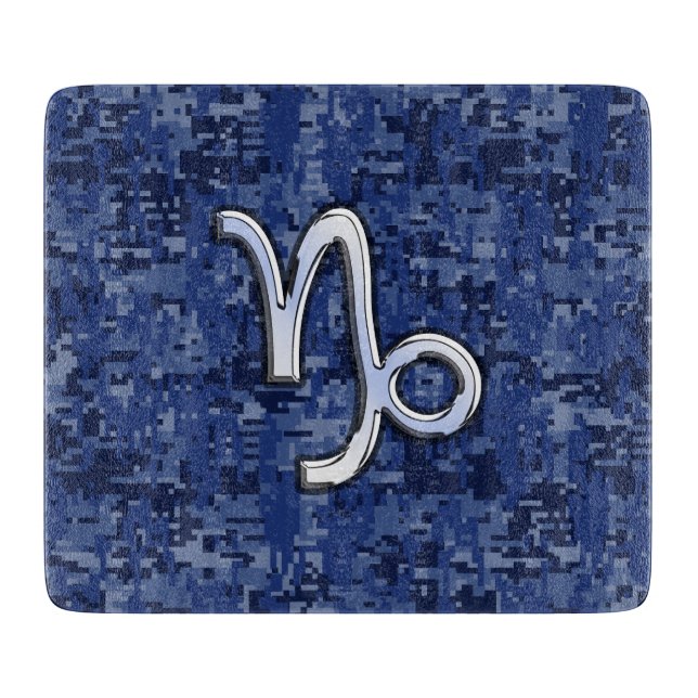 Capricorn Zodiac-symbol på Blue Digital Camo (Framsidan)