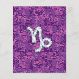 Capricorn Zodiac Symbol på Fuchsia Digital Camo Flygblad
