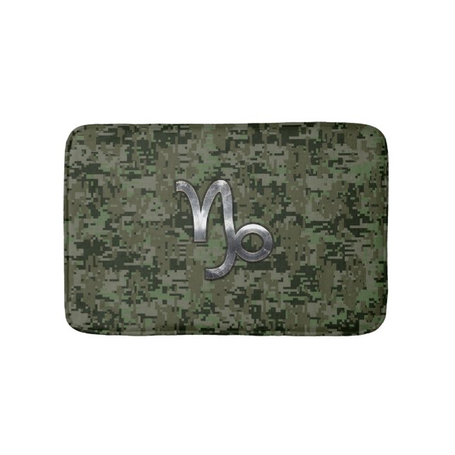 Capricorn Zodiac Symbol Woodland Camouflage Badrumsmatta (Framsidan)