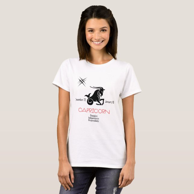 Capricorn Zodiac T-shirt (Hel framsida)