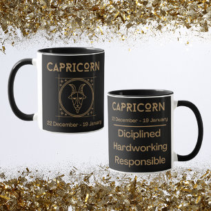 Capricorn Zodiac-tecken med symbol och spår Mugg