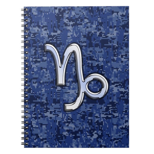 Capricorn Zodiac-tecken på marin digital kamouflag Anteckningsbok Med Spiral (Framsidan)