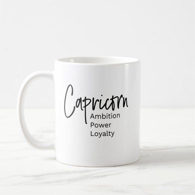 Capricorn zodiac-tecken positiva egenskaper kaffemugg (Vänster)